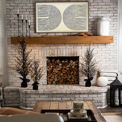 nearly natural 5-ft. Pre-Lit Halloween Black Twig Artificial Fall Tree in Burlap Planter