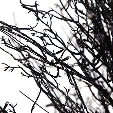 nearly natural 5-ft. Pre-Lit Halloween Black Twig Artificial Fall Tree in Burlap Planter