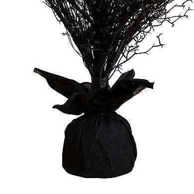 nearly natural 5-ft. Pre-Lit Halloween Black Twig Artificial Fall Tree in Burlap Planter