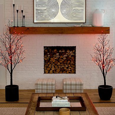 nearly natural 6-ft. Pre-Lit Halloween Black Twig Artificial Fall Tree