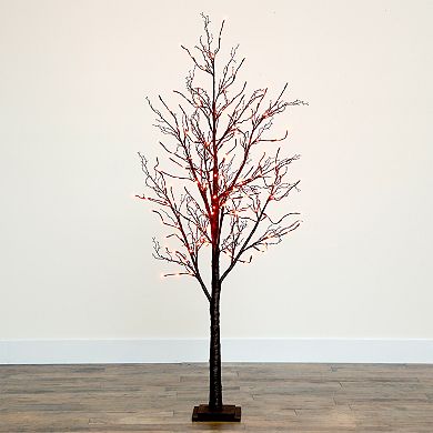 nearly natural 6-ft. Pre-Lit Halloween Black Twig Artificial Fall Tree