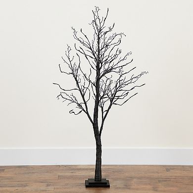 nearly natural 4-ft. Pre-Lit Halloween Deluxe Black Twig Artificial Fall Tree