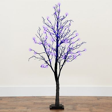 nearly natural 4-ft. Pre-Lit Halloween Deluxe Black Twig Artificial Fall Tree