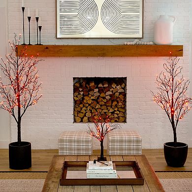 nearly natural 5-ft. Pre-Lit Halloween Deluxe Black Twig Artificial Fall Tree