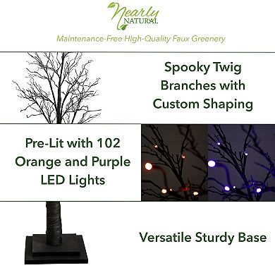 nearly natural 5-ft. Pre-Lit Halloween Deluxe Black Twig Artificial Fall Tree