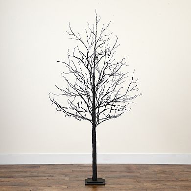 nearly natural 6-ft. Pre-Lit Halloween Deluxe Black Twig Artificial Fall Tree