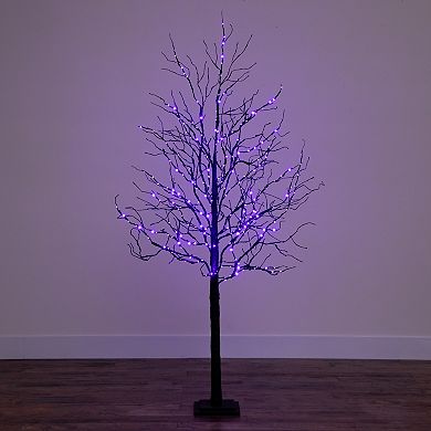 nearly natural 6-ft. Pre-Lit Halloween Deluxe Black Twig Artificial Fall Tree