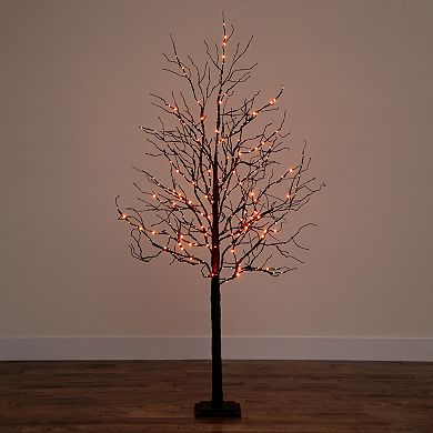nearly natural 6-ft. Pre-Lit Halloween Deluxe Black Twig Artificial Fall Tree
