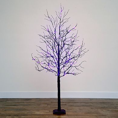 nearly natural 6-ft. Pre-Lit Halloween Deluxe Black Twig Artificial Fall Tree