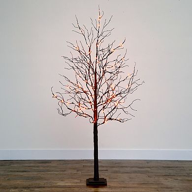 nearly natural 6-ft. Pre-Lit Halloween Deluxe Black Twig Artificial Fall Tree