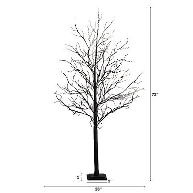 nearly natural 6-ft. Pre-Lit Halloween Deluxe Black Twig Artificial Fall Tree
