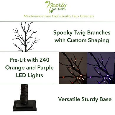 nearly natural 4-ft. Pre-Lit Halloween Black Twig Artificial Fall Tree