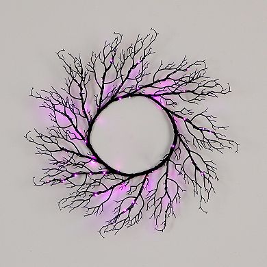 nearly natural 23-in. Pre-Lit Halloween Black Fall Wreath