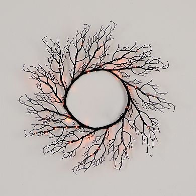 nearly natural 23-in. Pre-Lit Halloween Black Fall Wreath