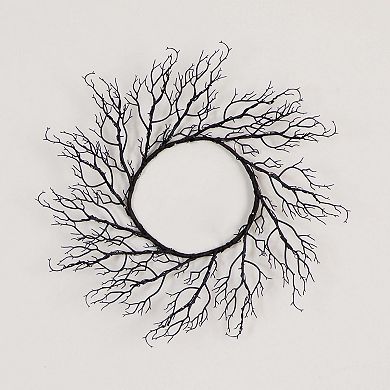 nearly natural 23-in. Pre-Lit Halloween Black Fall Wreath