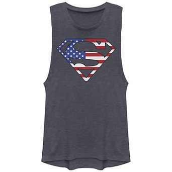 Juniors' DC Comics Superman USA Flag Logo Graphic Tank Top