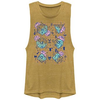 Juniors' Dungeons & Dragons Floral Pastel Dice Graphic Tank Top