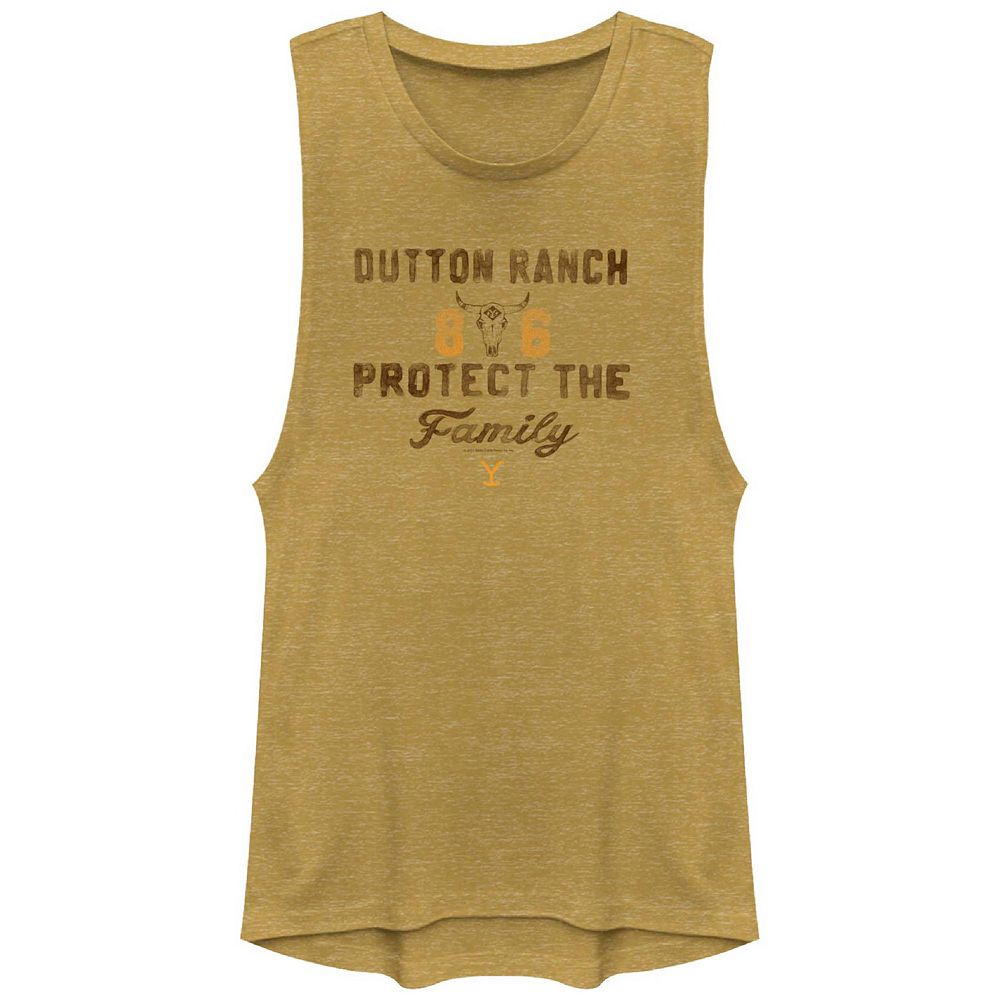 Juniors' Yellowstone Dutton Ranch Protect The Family Graphic Tank Top