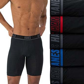 Men's Hanes Moves Ultimate 4+1 Bonus Pack Anti-Chafe 8" Long Leg Boxer Briefs with X-Temp