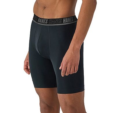 Hanes Moves Ultimate Men’s 4+1 Bonus Pack Anti-Chafe Long Leg Boxer Brief Underwear Total Support Pouch X-Temp 8”
