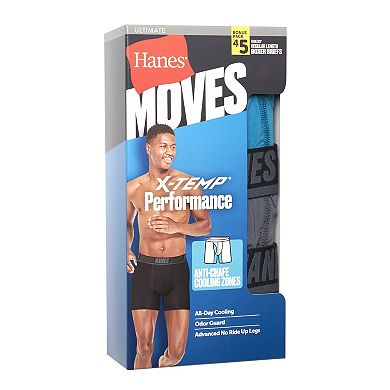Men's Hanes® 4+1 Bonus Pack Moves Ultimate X Temp Anti Chafe Boxer Brief Underwear