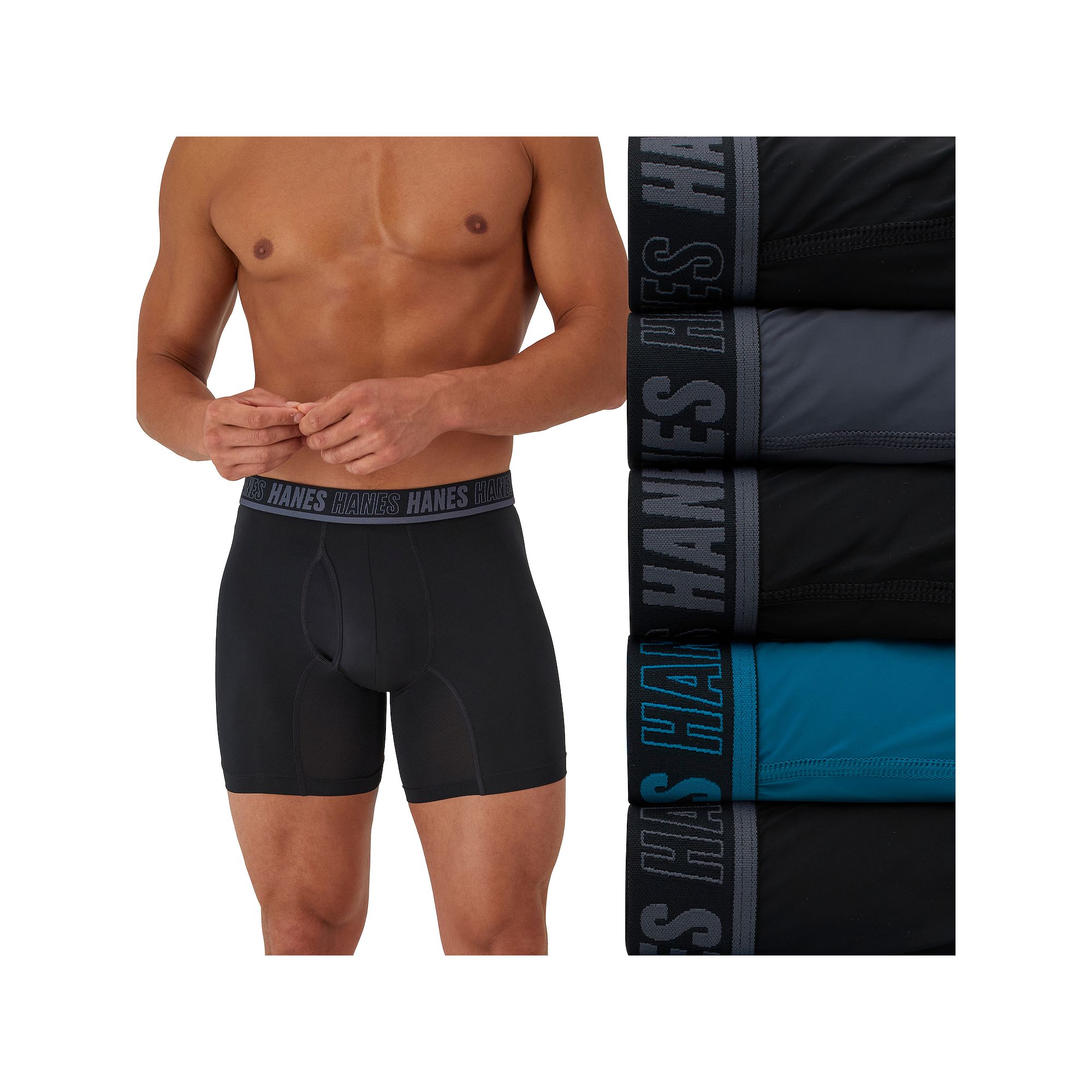 Hanes Moves Ultimate 4+1 Bonus Pack Men’s Anti-Chafe Boxer Brief Underwe