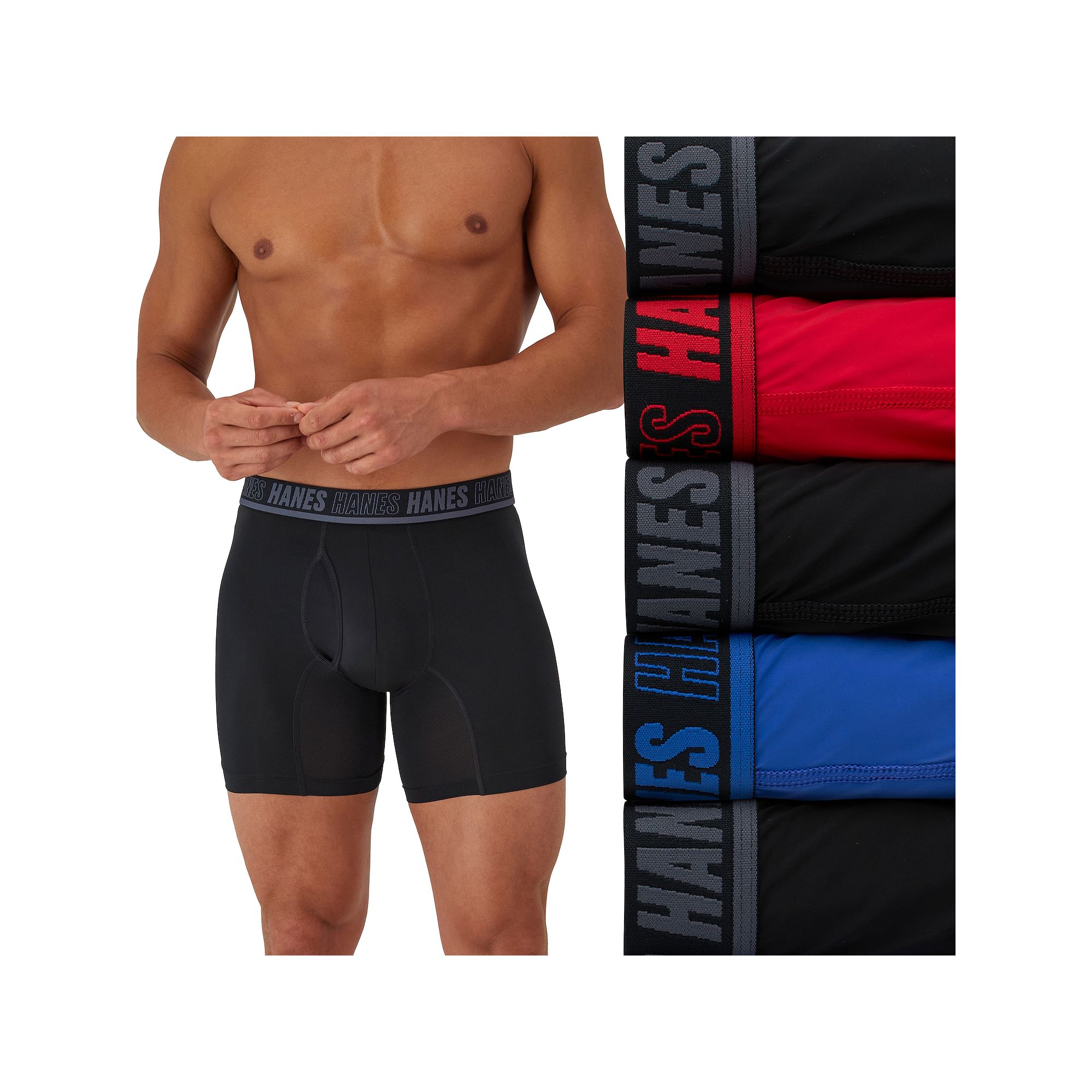 Hanes Moves Ultimate 4+1 Bonus Pack Men’s Anti-Chafe Boxer Brief Underwe