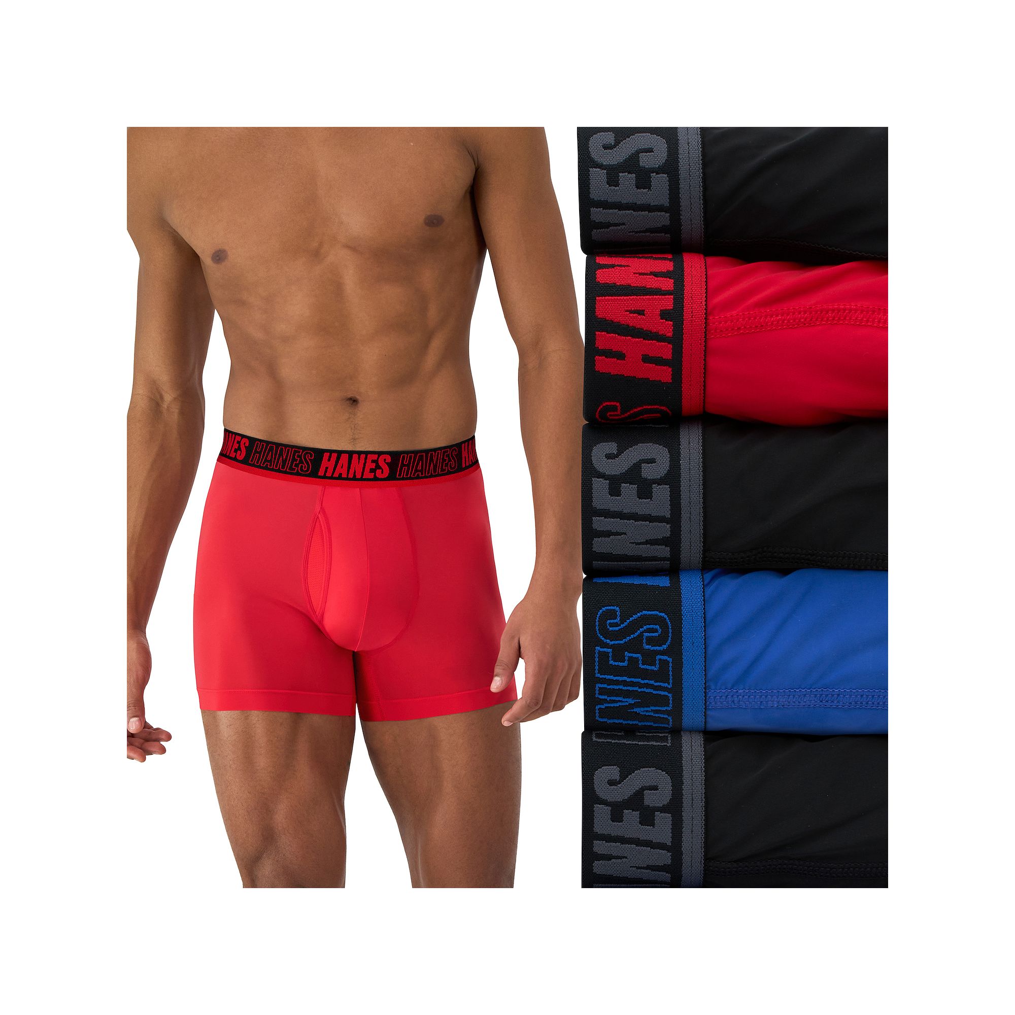 Hanes Moves Ultimate 4+1 Bonus Pack Mens Anti-Chafe Trunk Underwear Total