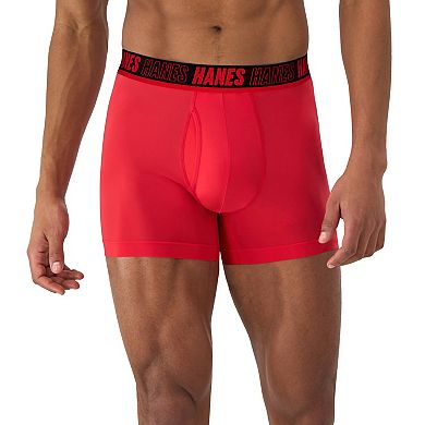 Men's Hanes Moves Ultimate 4+1 Bonus Pack Anti-Chafe 4" Trunk Underwear with Total Support Pouch and X-Temp