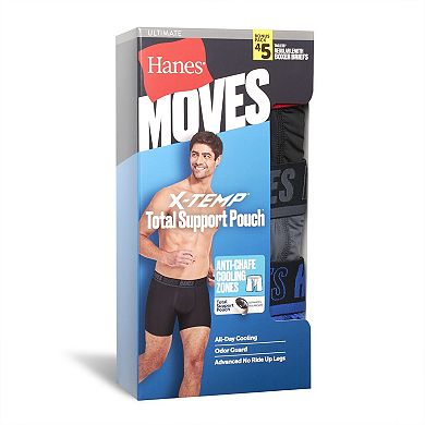Men's Hanes® 4+1 Bonus Pack Moves Ultimate X Temp Anti Chafe Total Support Pouch Boxer Brief Underwear