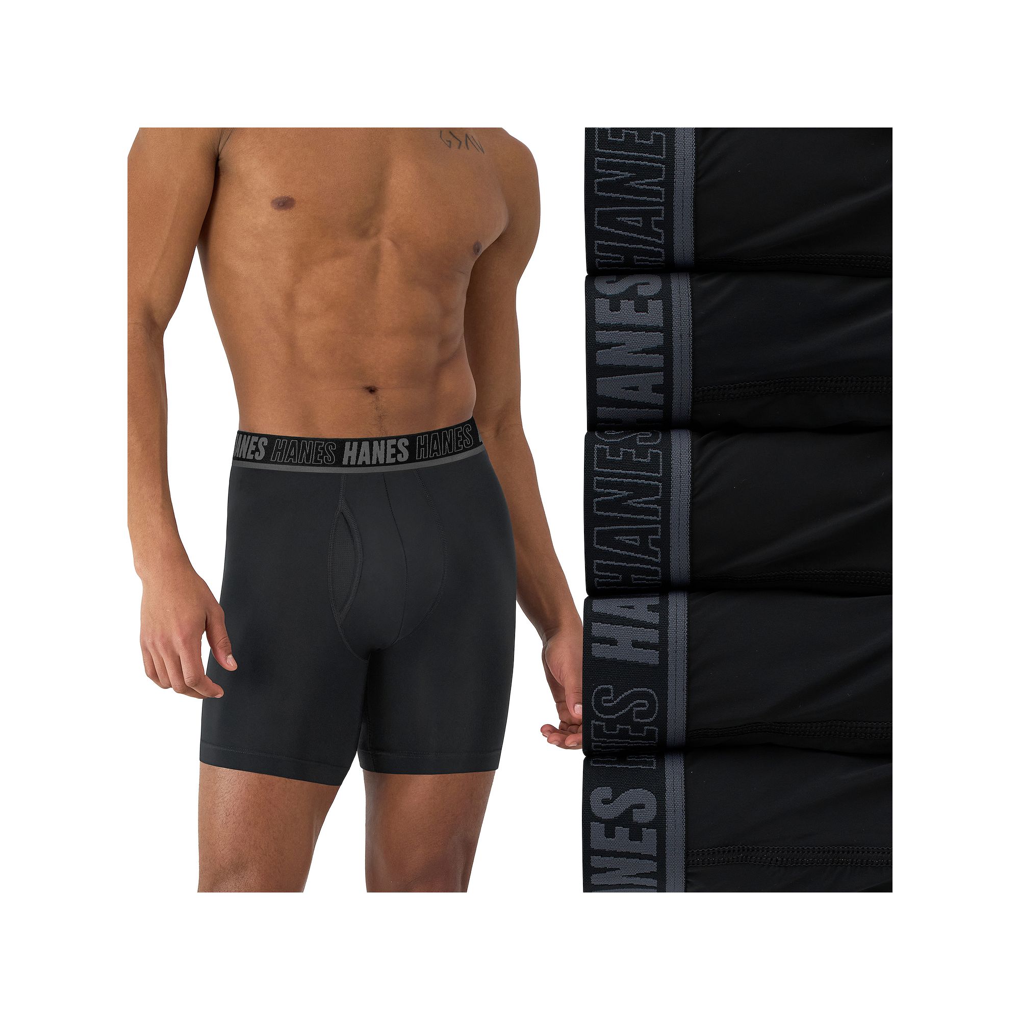 Hanes Moves Ultimate 4+1 Bonus Pack Mens Anti-Chafe Boxer Brief Underwear