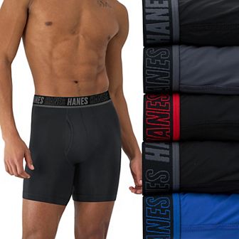 Men's Hanes® 4+1 Bonus Pack Moves Ultimate X Temp Anti Chafe Total Support Pouch Boxer Brief Underwear