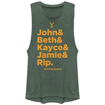 Juniors' Yellowstone Dutton Ranch John, Beth, Kayce, Jamie & Rip Graphic Tank Top