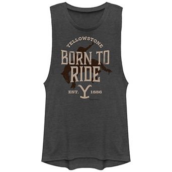 Juniors' Yellowstone Born To Ride Graphic Tank Top