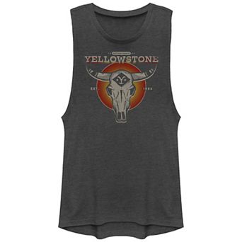 Juniors' Yellowstone Bull Skull Graphic Tank Top