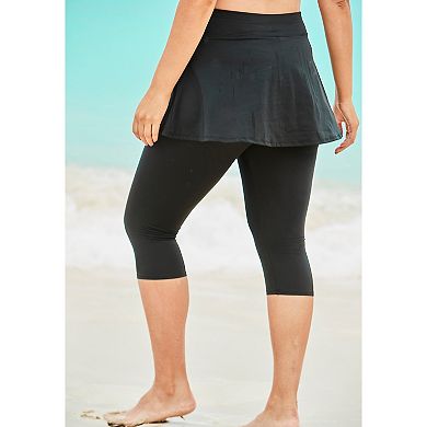 Swim 365 Women's Plus Size Skirted Swim Capri Pant