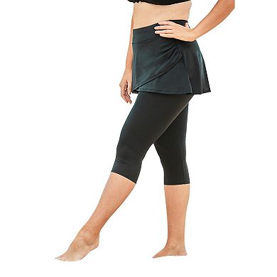 Swim 365 Women's Plus Size Skirted Swim Capri Pant