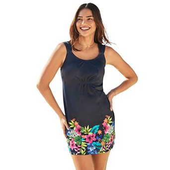 Swim 365 Women's Plus Size Smocked Swim Dress Set