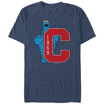 Big & Tall PBS Kids Sesame Street Cookie Monster Varsity C 1969 Graphic Tee