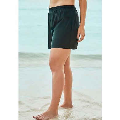 Swim 365 Women's Plus Size Boxer Swim Short With Built-in Tummy Control Brief
