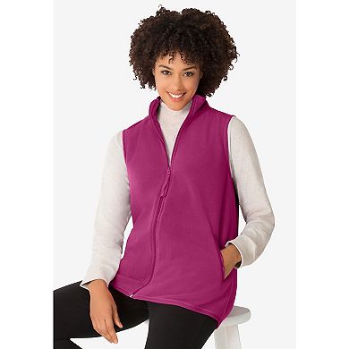 Woman Within Plus Size Zip-Front Microfleece Vest