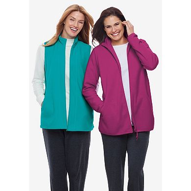 Woman Within Plus Size Zip-Front Microfleece Vest
