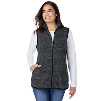 Woman Within Plus Size Zip-Front Microfleece Vest