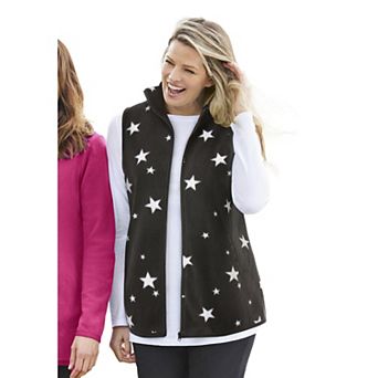 Woman Within Plus Size Zip-Front Microfleece Vest
