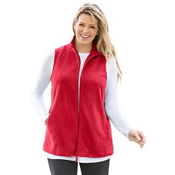Woman Within Plus Size Zip-Front Microfleece Vest