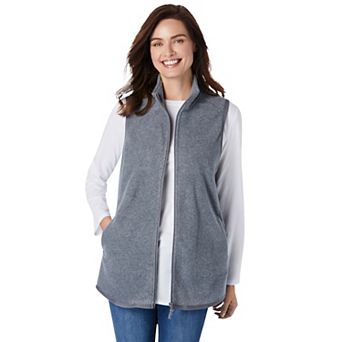 Woman Within Plus Size Zip-Front Microfleece Vest