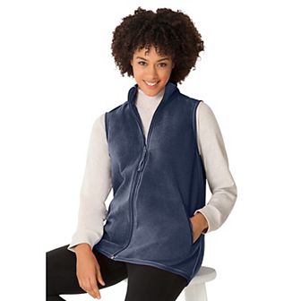 Woman Within Plus Size Zip-Front Microfleece Vest