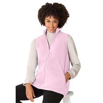Woman Within Plus Size Zip-Front Microfleece Vest