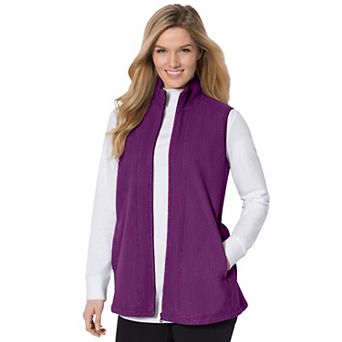 Woman Within Plus Size Zip-Front Microfleece Vest