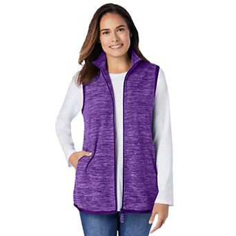 Woman Within Plus Size Zip-Front Microfleece Vest
